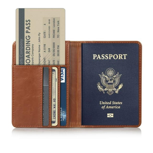 Travel Trip Secure RFID Blocking Leather Passport Holder Cards Case Cover Wallet 